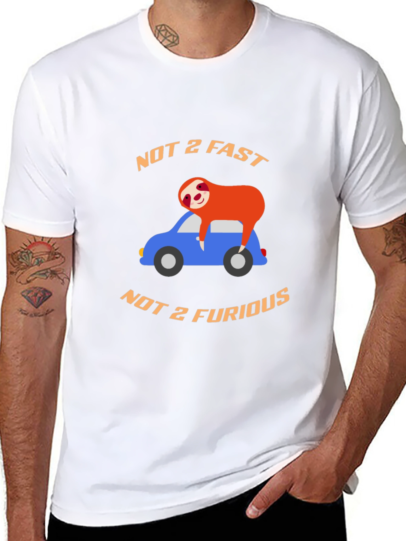 Not 2 Fast T-Shirt: Sloth on Car Tee
