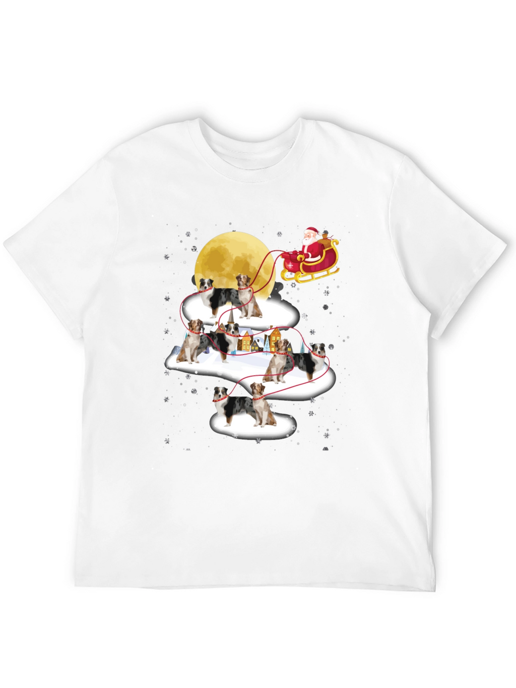 Australian Shepherd Christmas Sleigh T-Shirt – Festive Dog Lover Tee