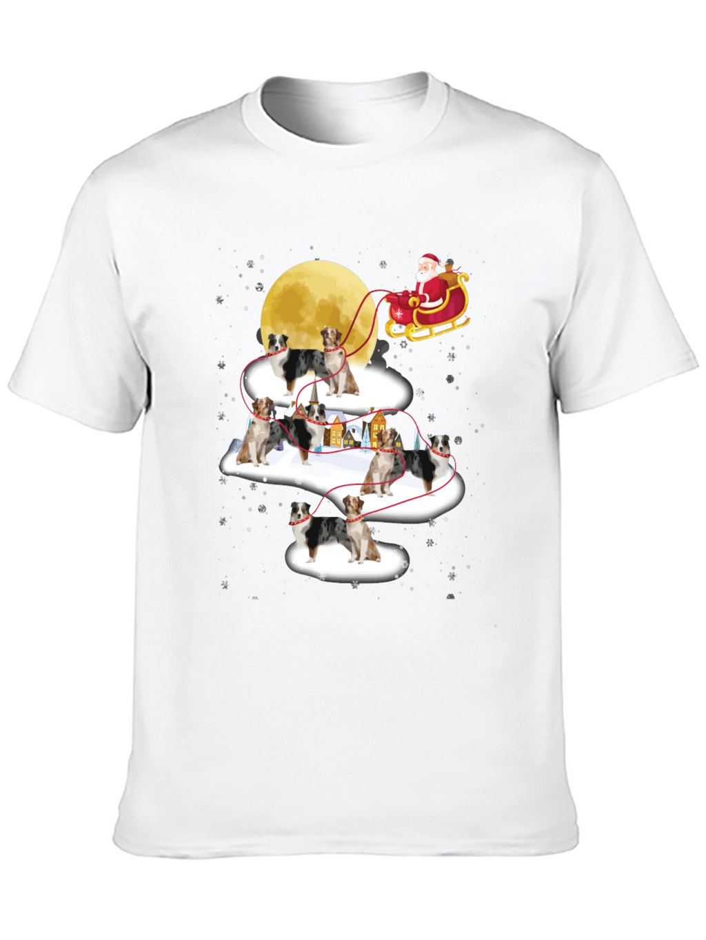 Australian Shepherd Christmas Sleigh T-Shirt – Festive Dog Lover Tee