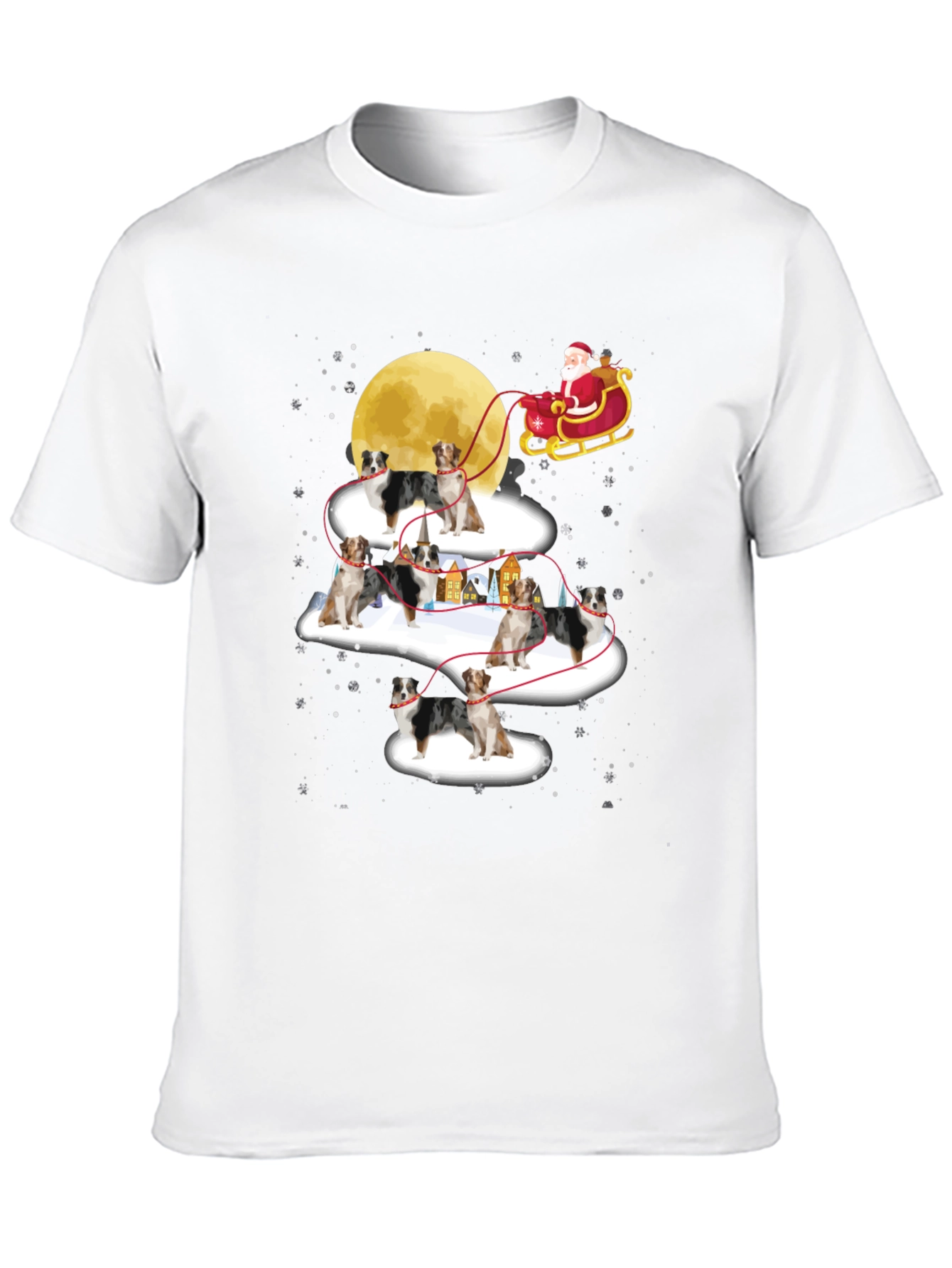 Australian Shepherd Christmas Sleigh T-Shirt – Festive Dog Lover Tee