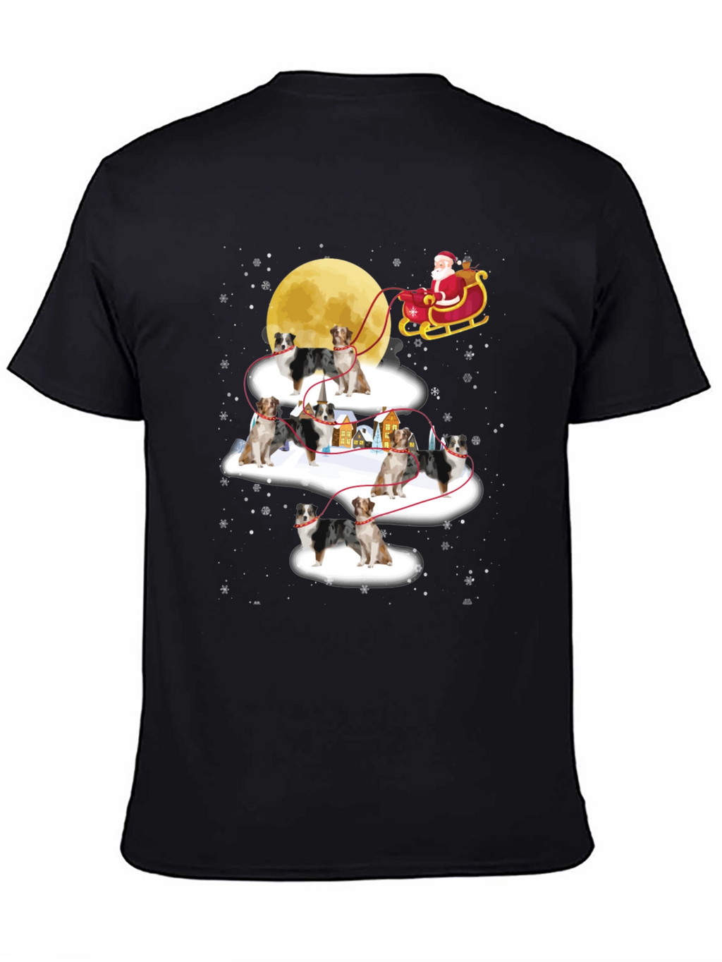 Australian Shepherd Christmas Sleigh T-Shirt – Festive Dog Lover Tee