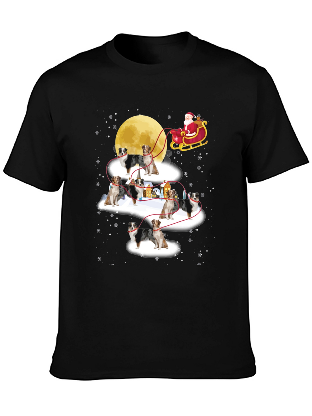 Australian Shepherd Christmas Sleigh T-Shirt – Festive Dog Lover Tee