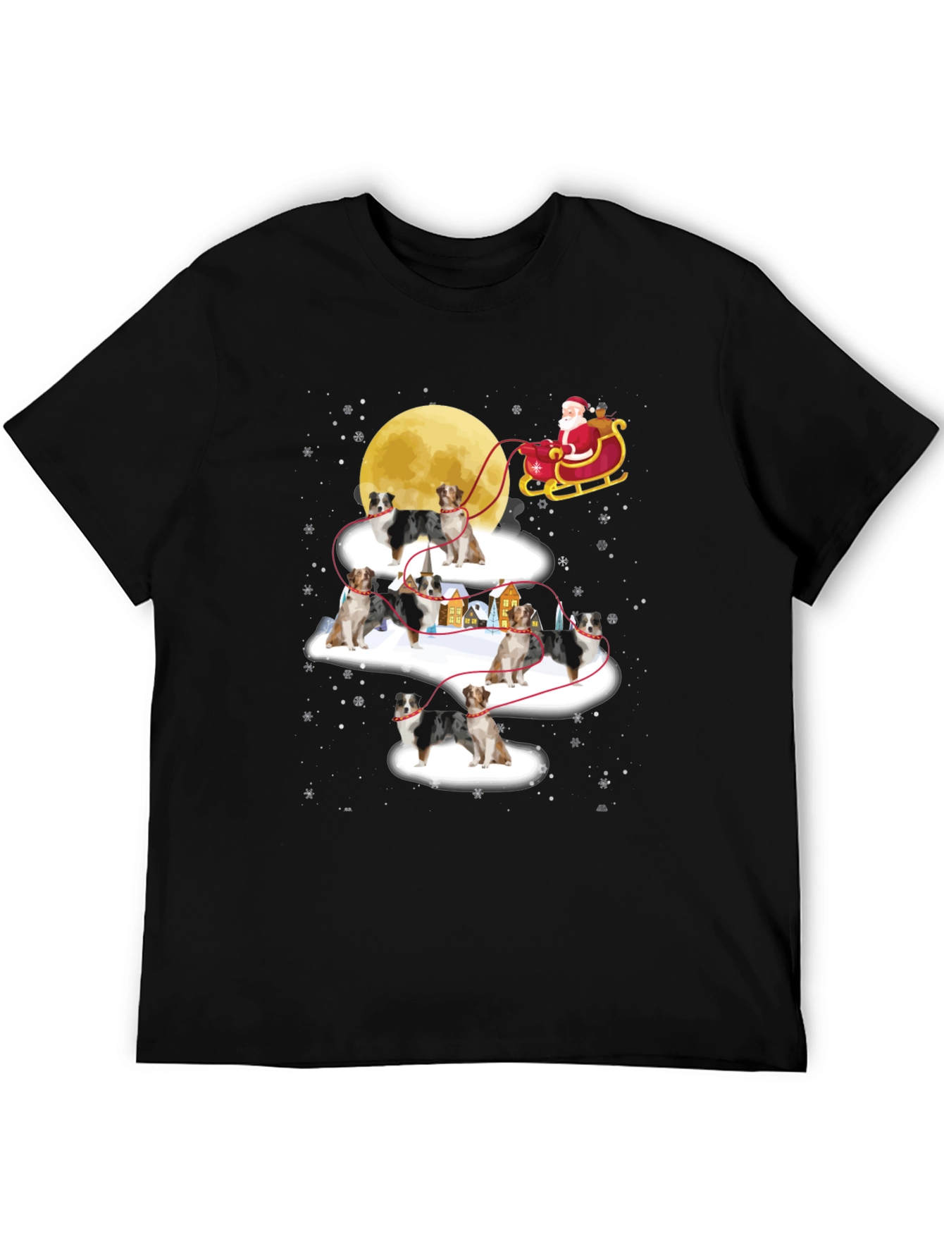 Australian Shepherd Christmas Sleigh T-Shirt – Festive Dog Lover Tee