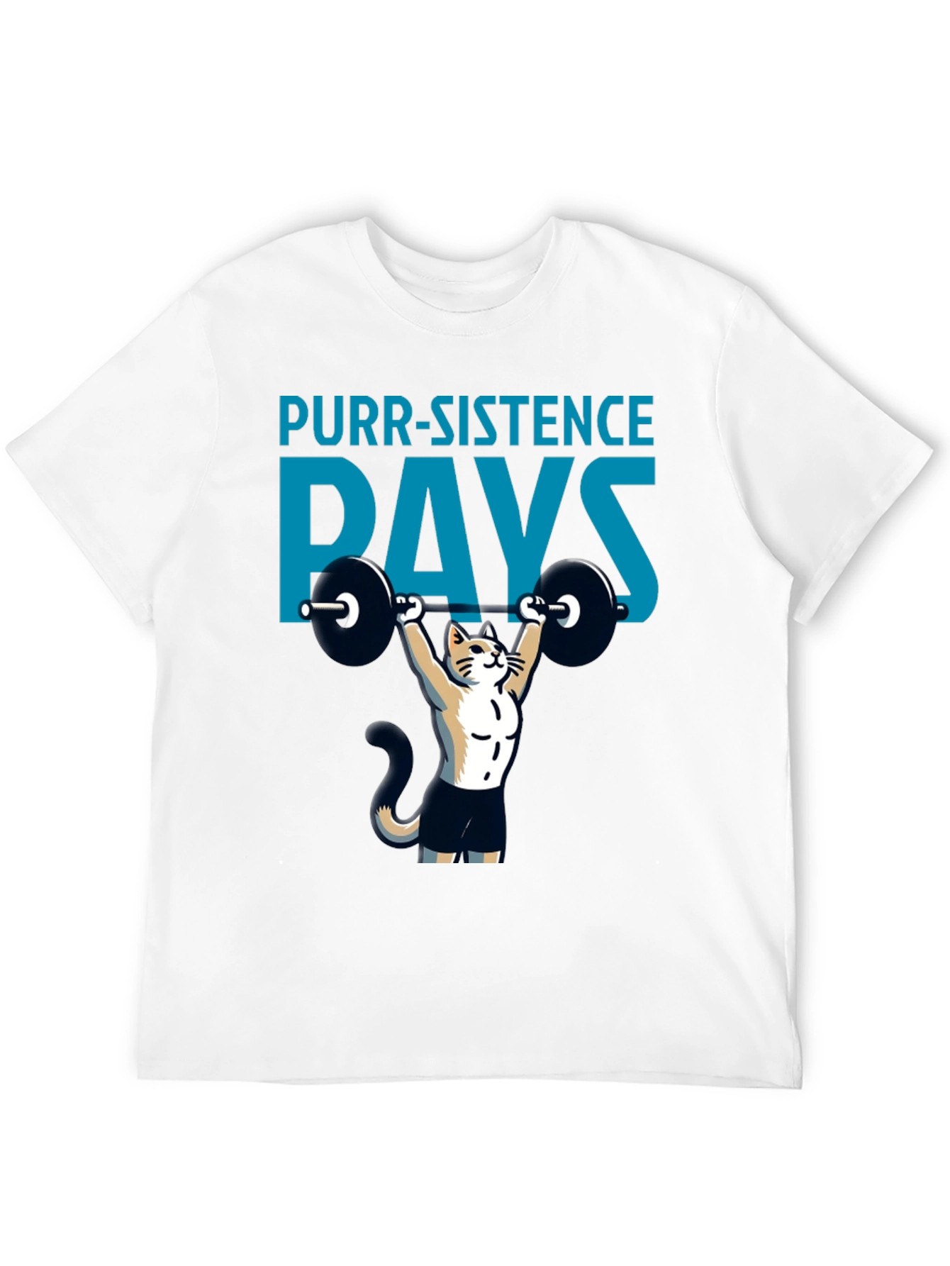 Purr-sistence Pays T-Shirt | Cat Weightlifting Gym Shirt