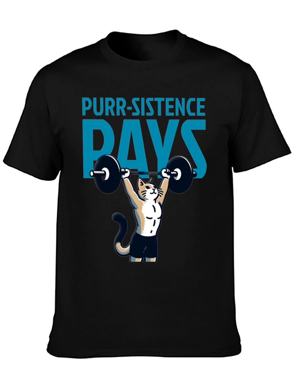 Purr-sistence Pays T-Shirt | Cat Weightlifting Gym Shirt