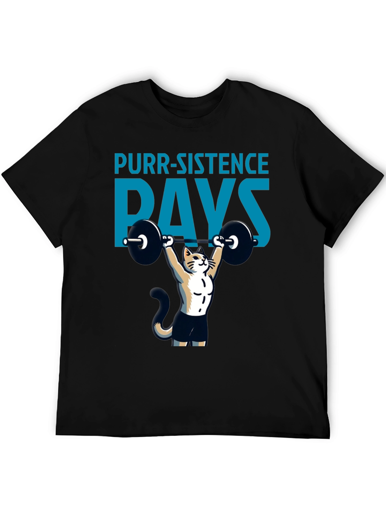 Purr-sistence Pays T-Shirt | Cat Weightlifting Gym Shirt