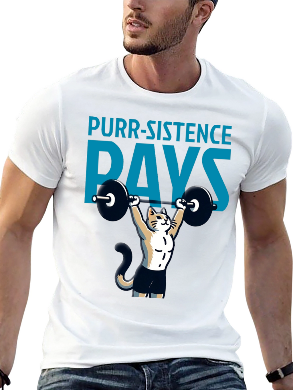 Purr-sistence Pays T-Shirt | Cat Weightlifting Gym Shirt