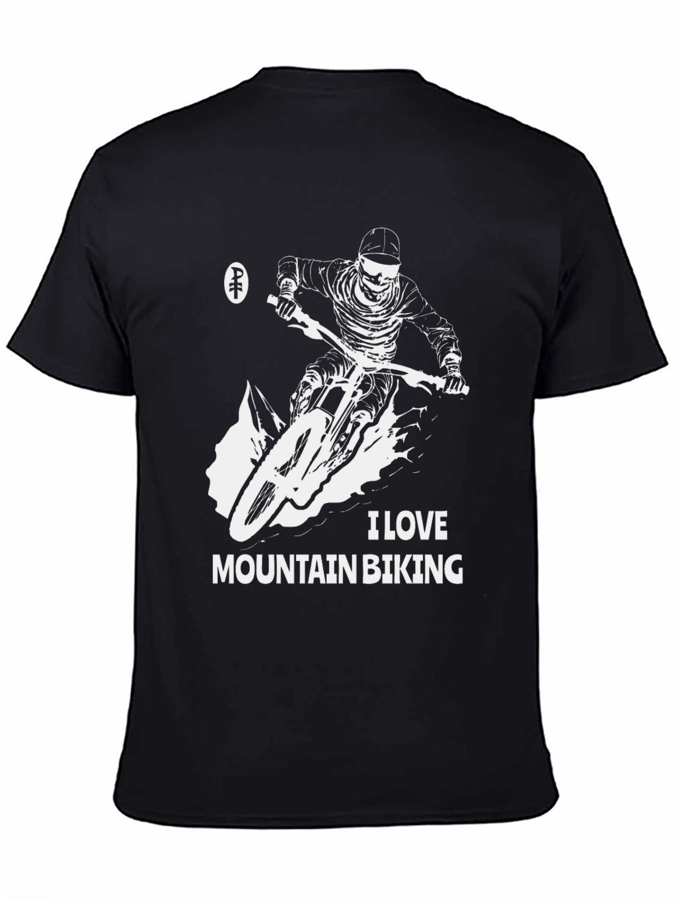I Love Mountain Biking Black Graphic Tee