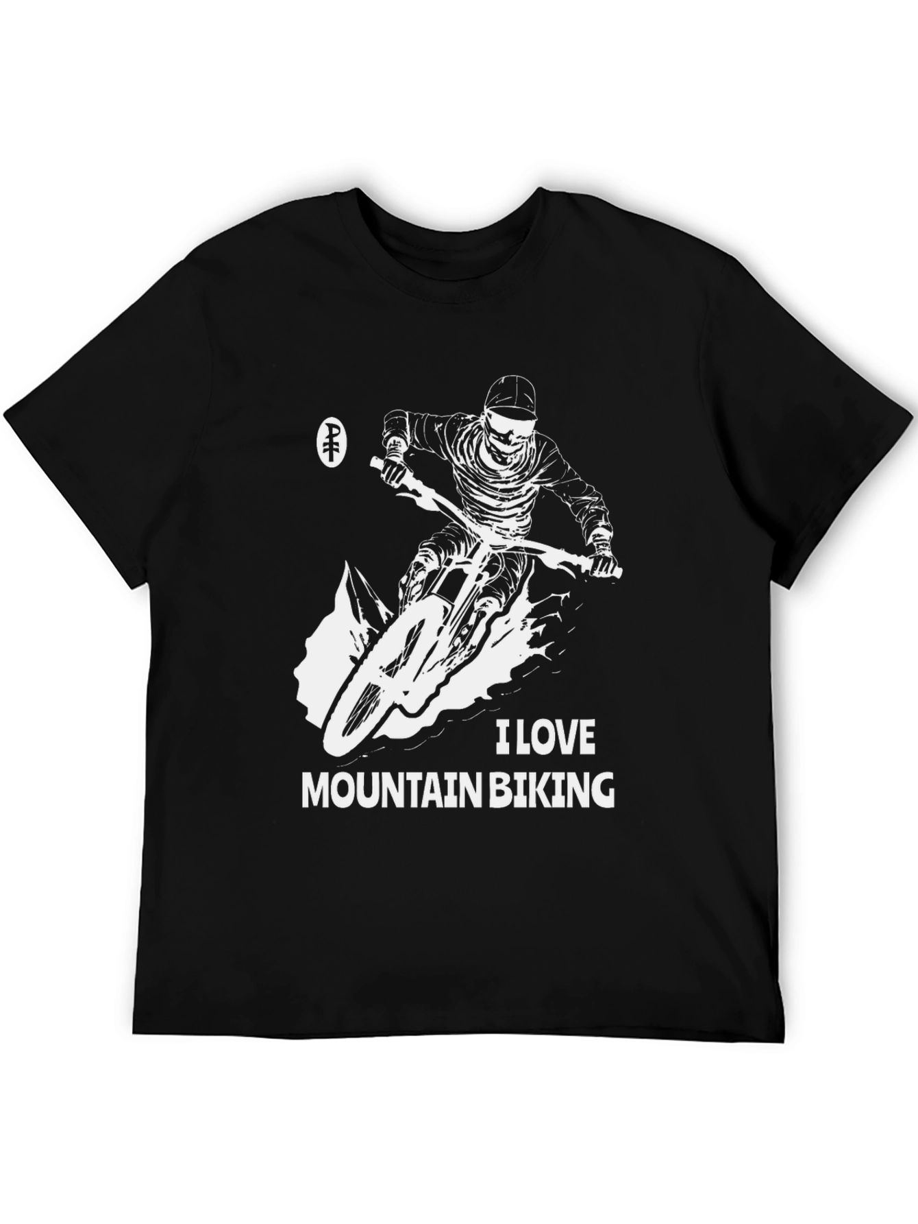 I Love Mountain Biking Black Graphic Tee