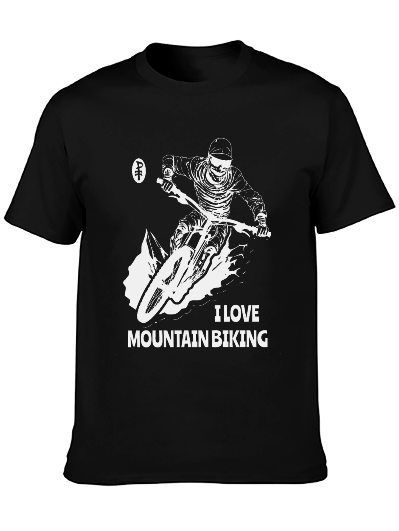 I Love Mountain Biking Black Graphic Tee