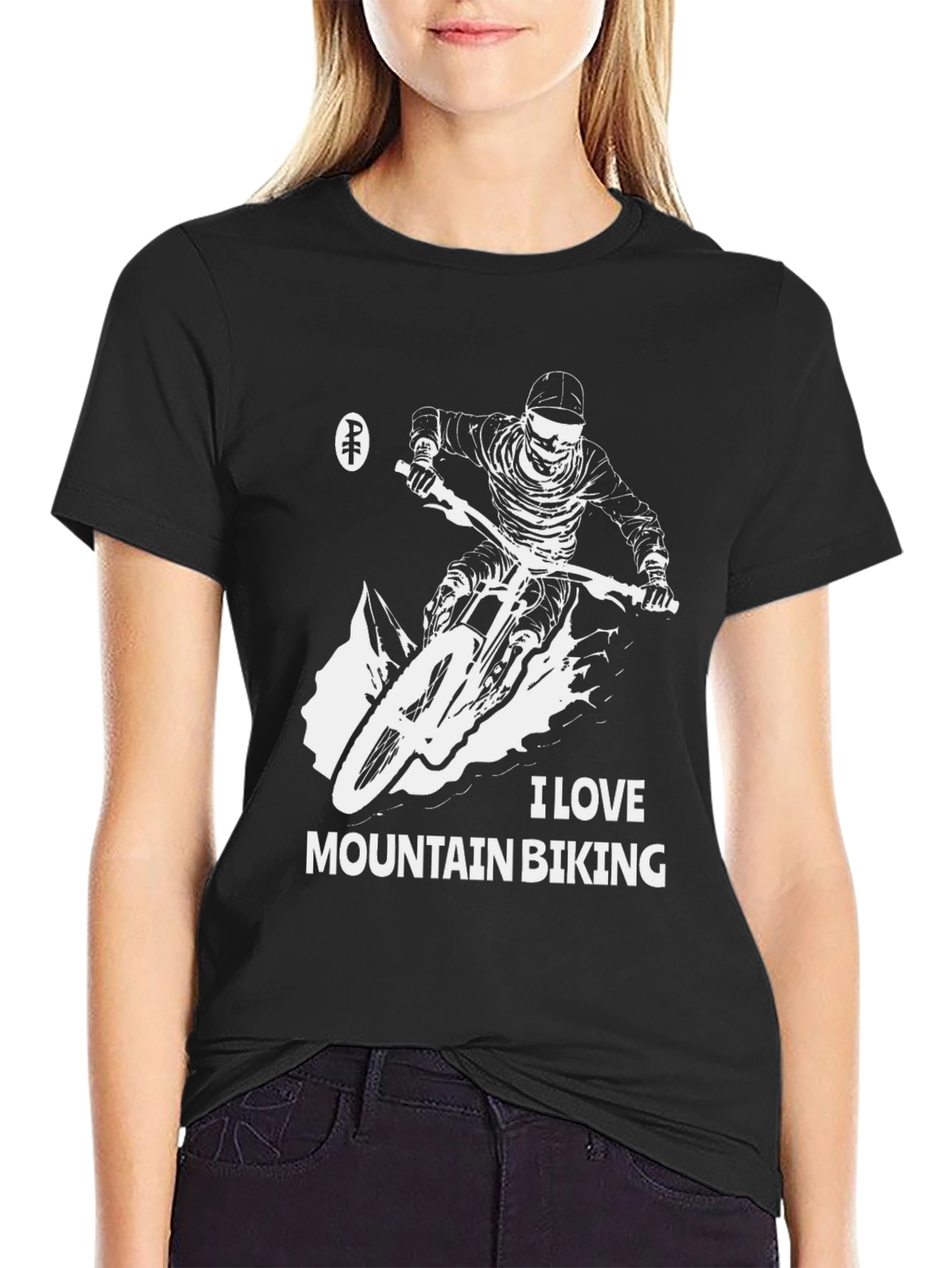 I Love Mountain Biking Black Graphic Tee