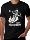I Love Mountain Biking Black Graphic Tee