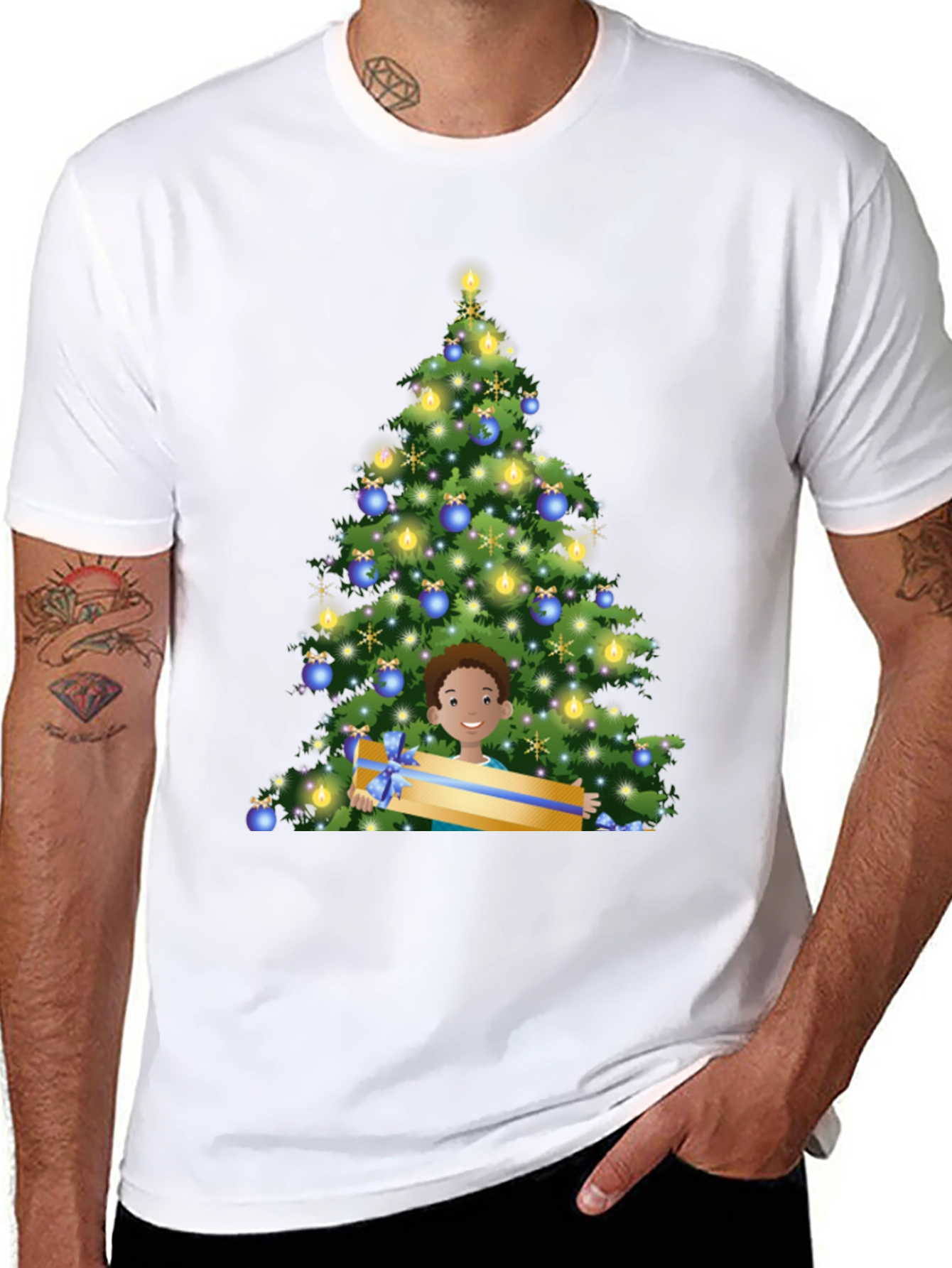 Festive Christmas Tree & Boy Graphic Tee