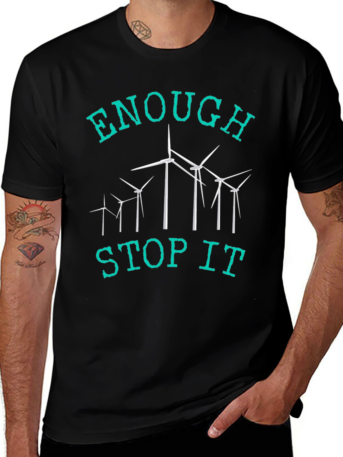 Enough Stop It Wind Turbine Graphic Tee
