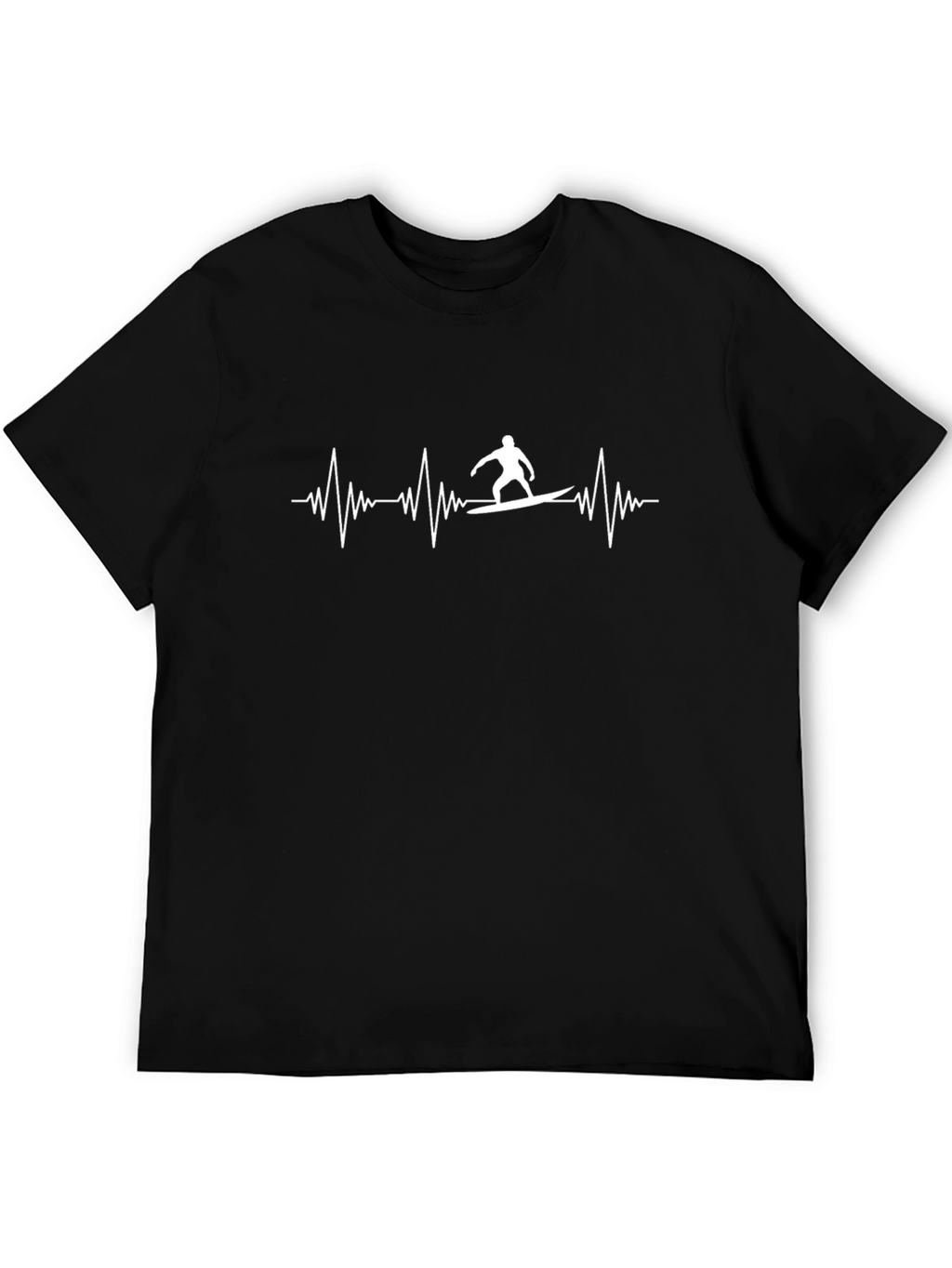 Surfer Heartbeat Graphic Tee - Black Casual T-Shirt