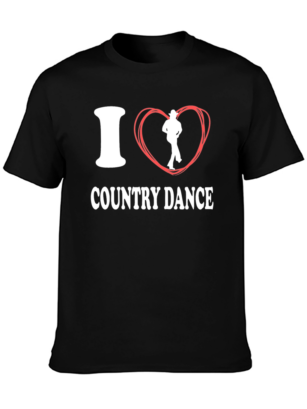 I Love Country Dance Black Cotton Tee