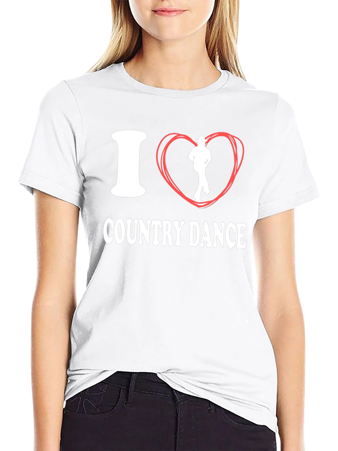 I Love Country Dance Black Cotton Tee