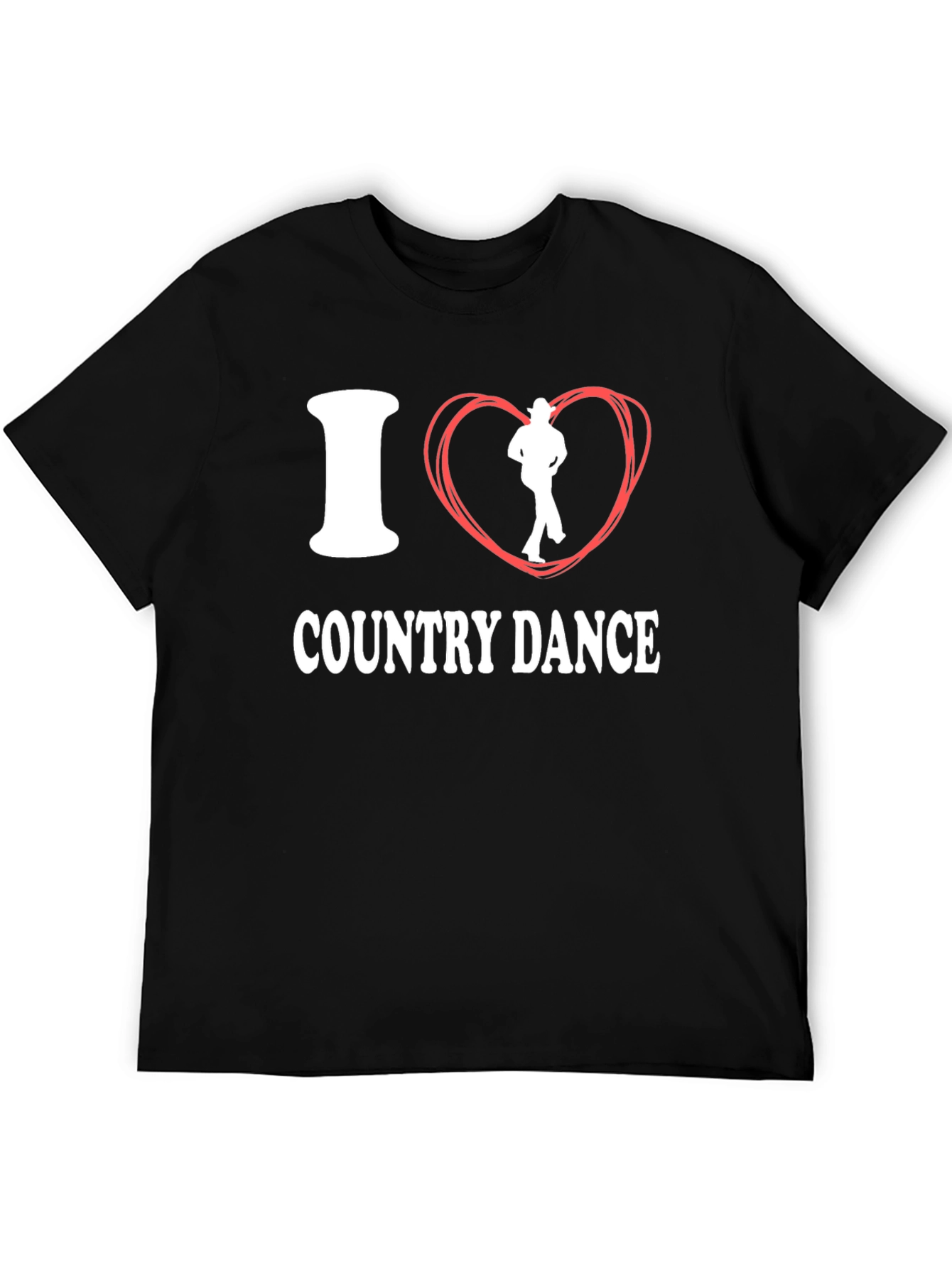 I Love Country Dance Black Cotton Tee