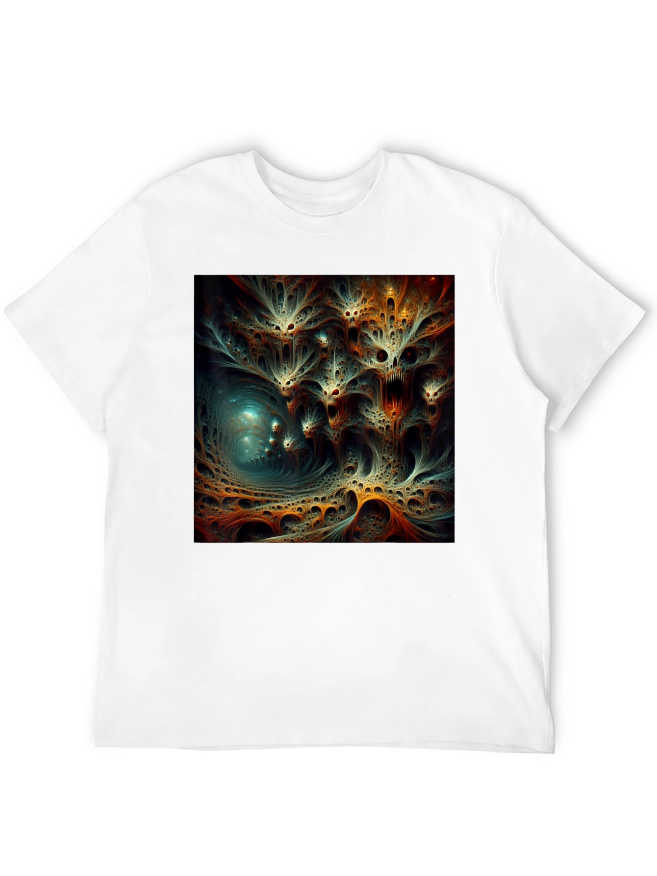 Abstract Fractal Design Black T-Shirt