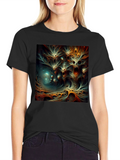Abstract Fractal Design Black T-Shirt