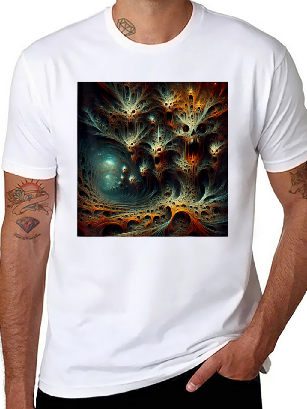 Abstract Fractal Design Black T-Shirt