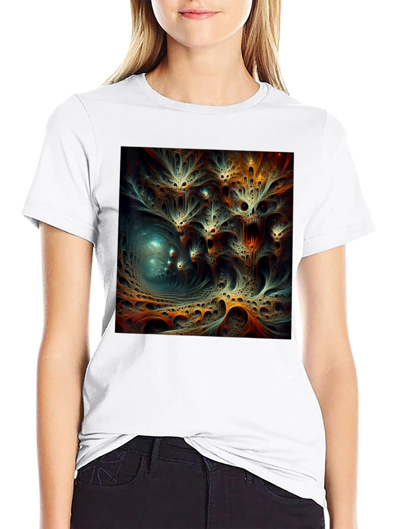 Abstract Fractal Design Black T-Shirt