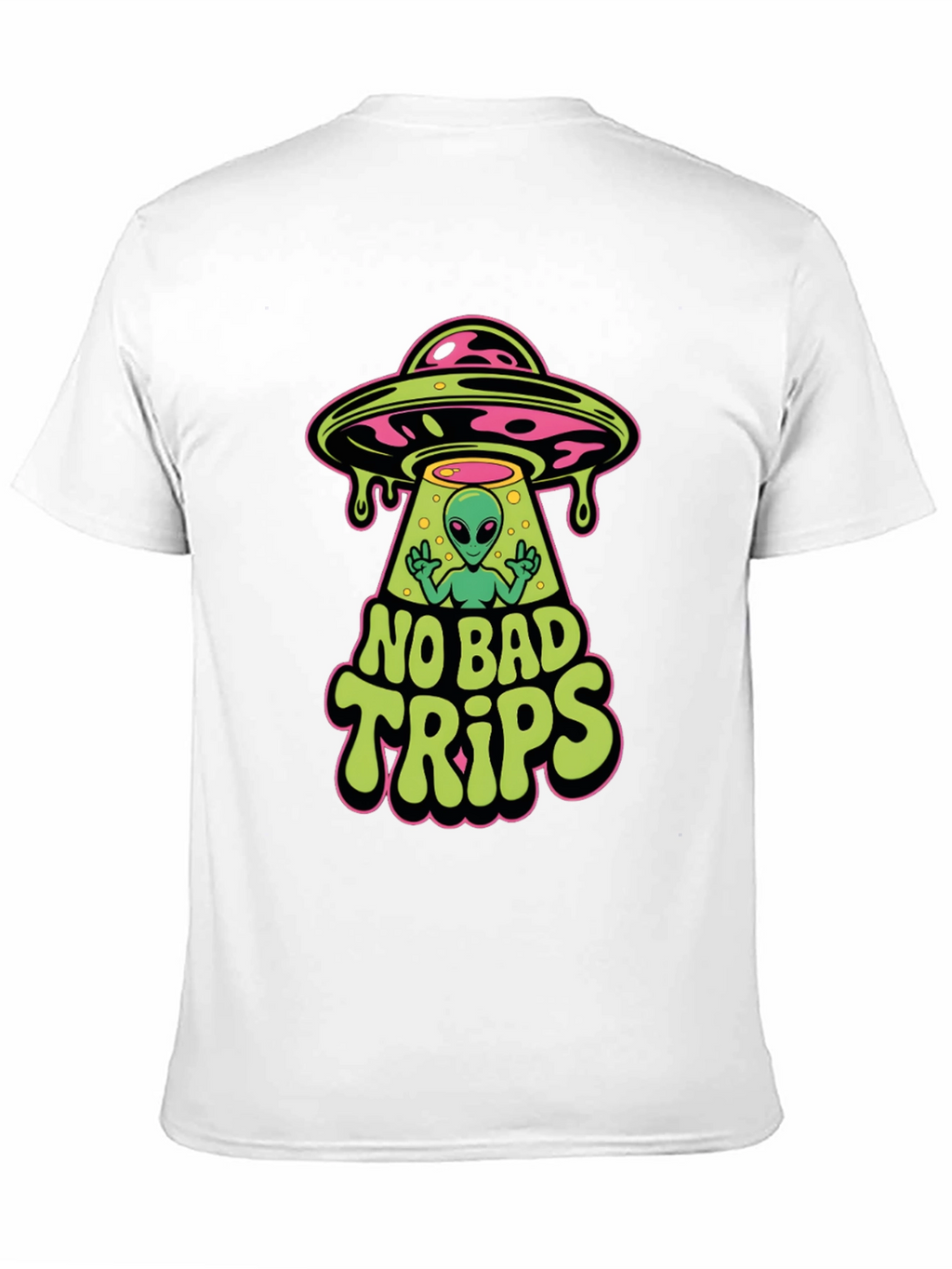 No Bad Trips Alien UFO Graphic T-Shirt
