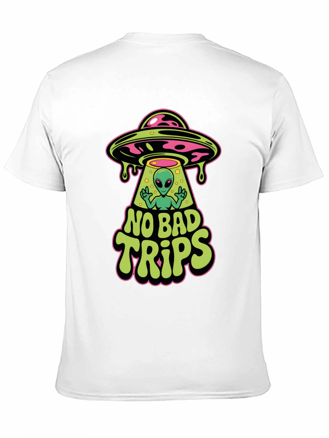 No Bad Trips Alien UFO Graphic T-Shirt