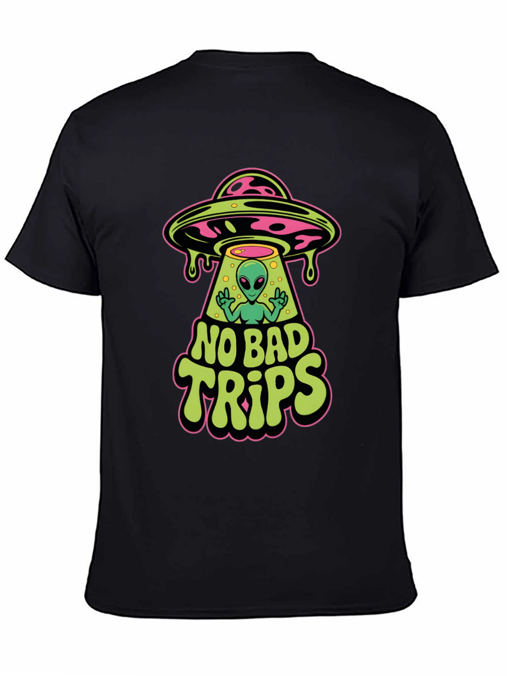 No Bad Trips Alien UFO Graphic T-Shirt