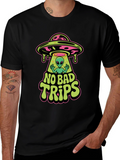 No Bad Trips Alien UFO Graphic T-Shirt