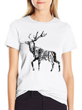 Black Deer Forest Graphic T-Shirt