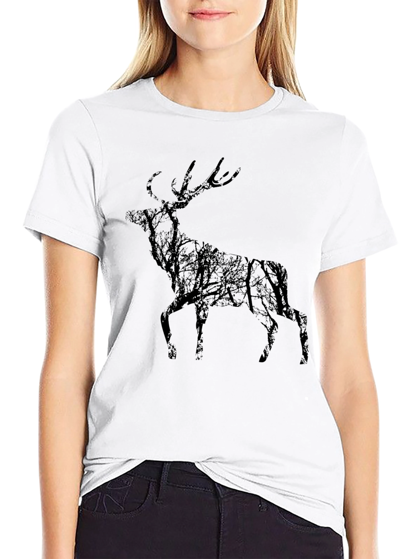 Black Deer Forest Graphic T-Shirt
