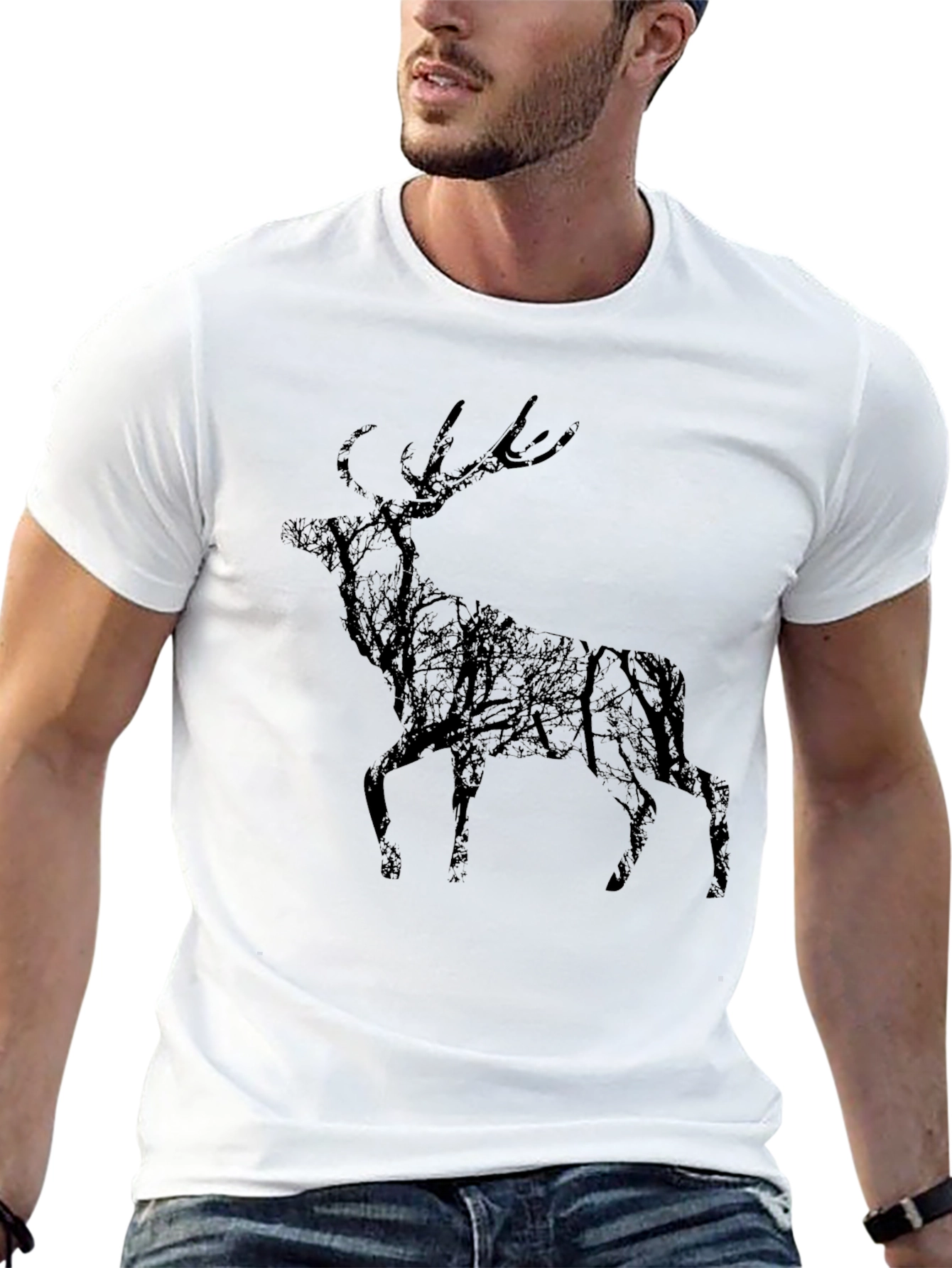 Black Deer Forest Graphic T-Shirt