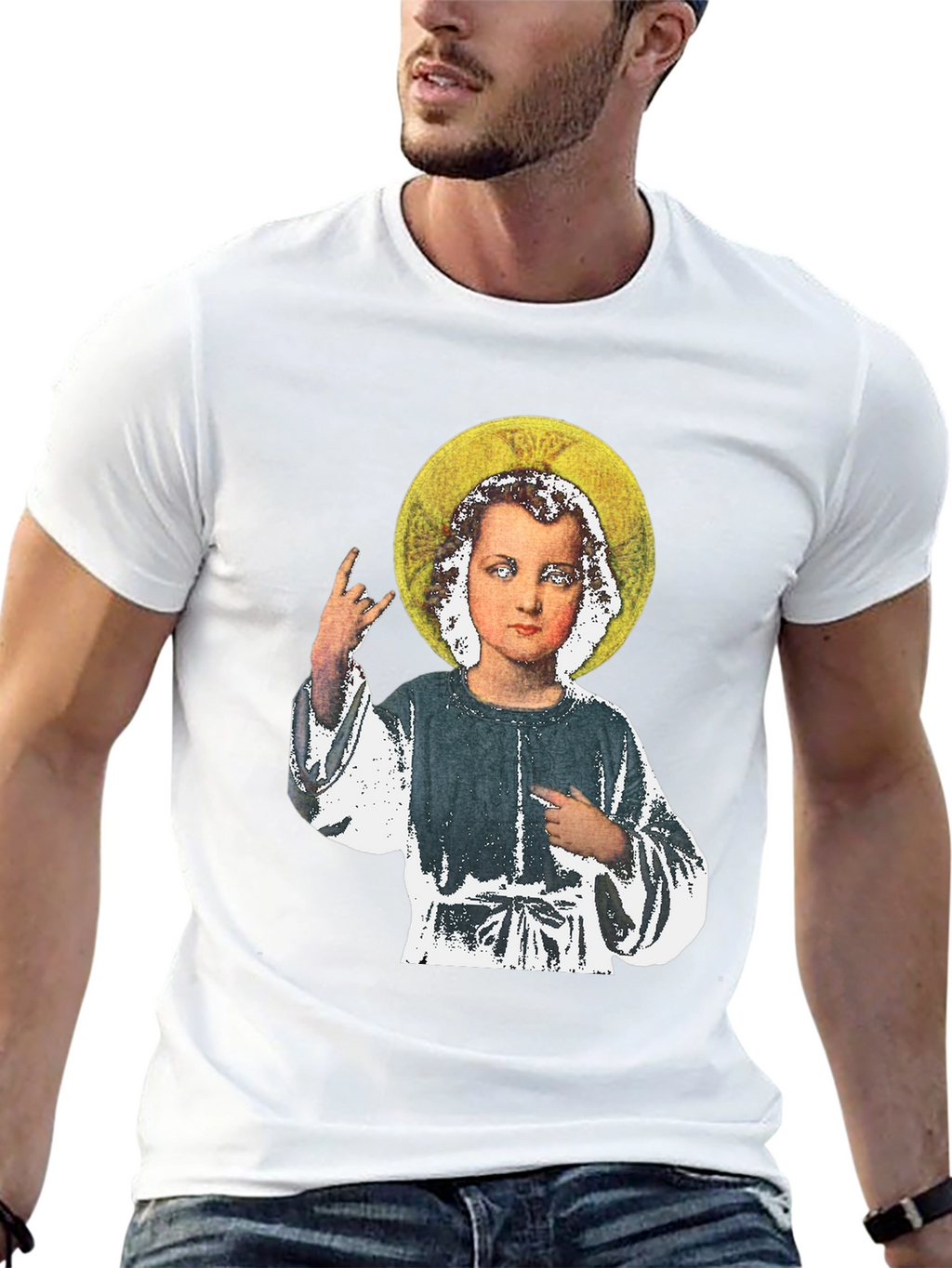 Rock On Baby Jesus T-Shirt - Black Cotton Tee