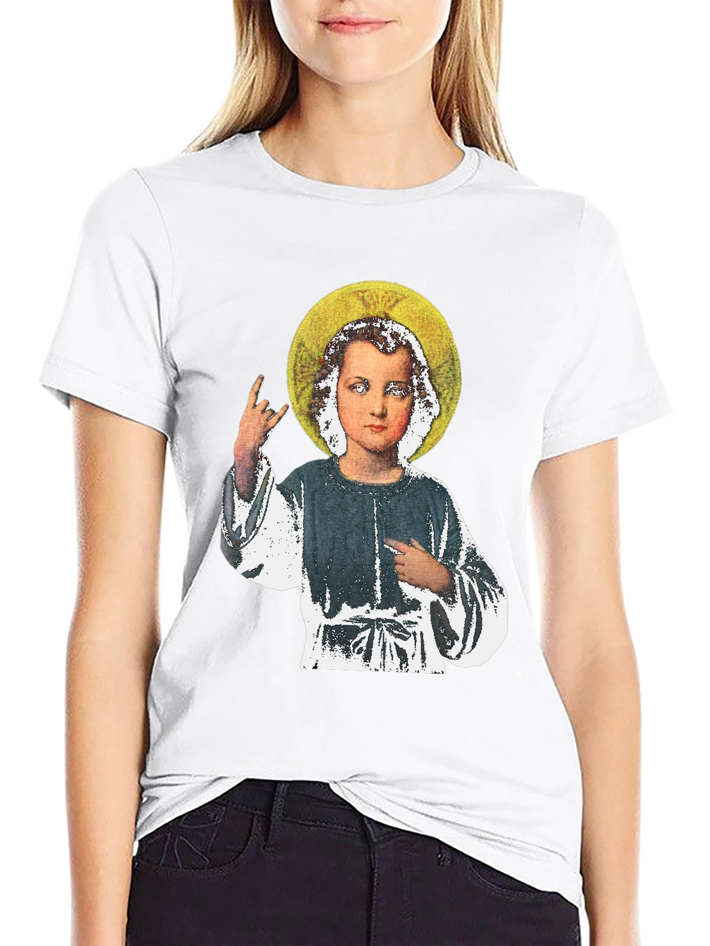 Rock On Baby Jesus T-Shirt - Black Cotton Tee