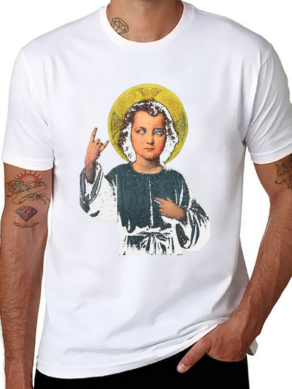 Rock On Baby Jesus T-Shirt - Black Cotton Tee