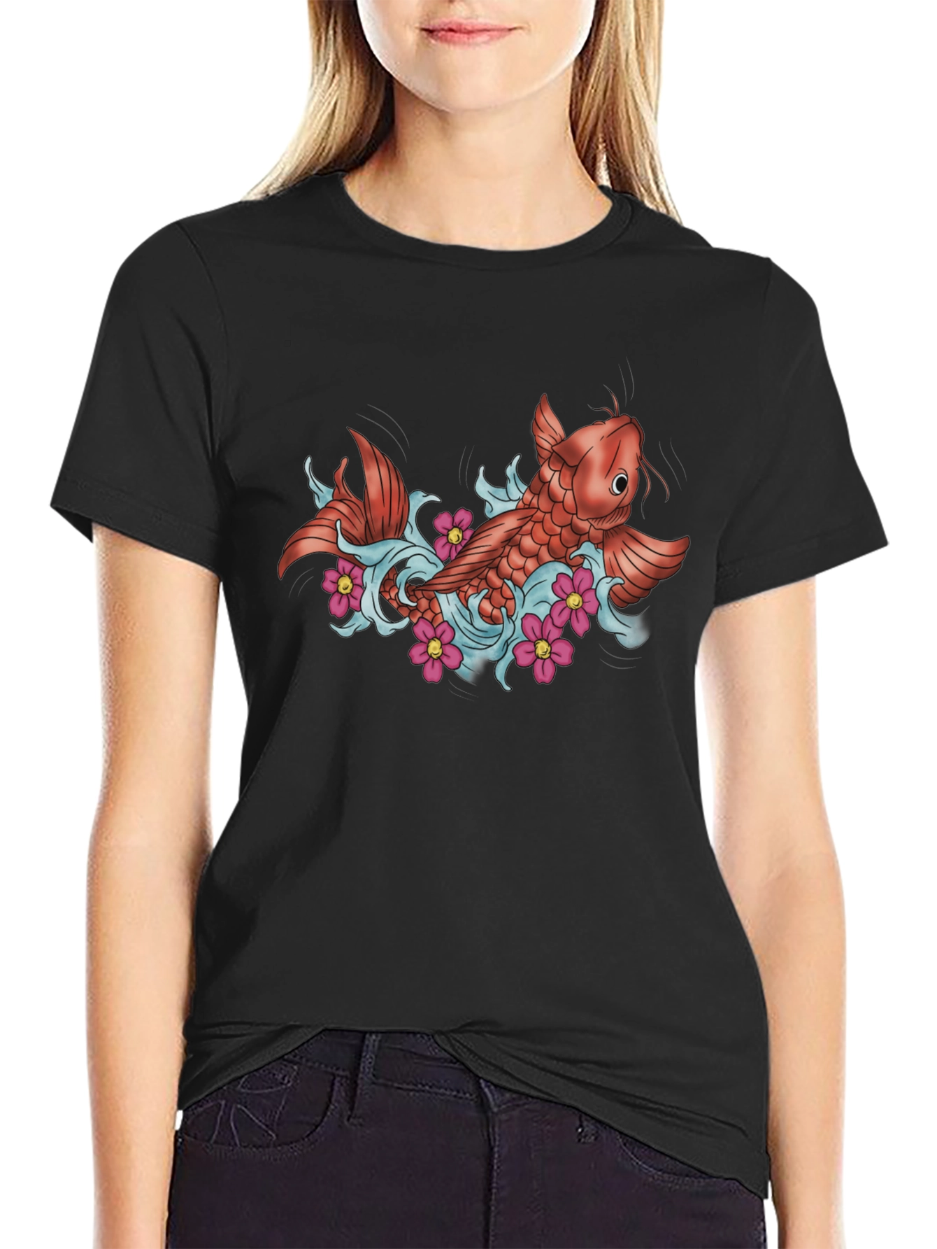 Koi Fish Tattoo Style Graphic T-Shirt