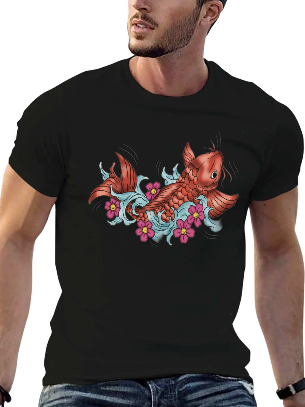 Koi Fish Tattoo Style Graphic T-Shirt