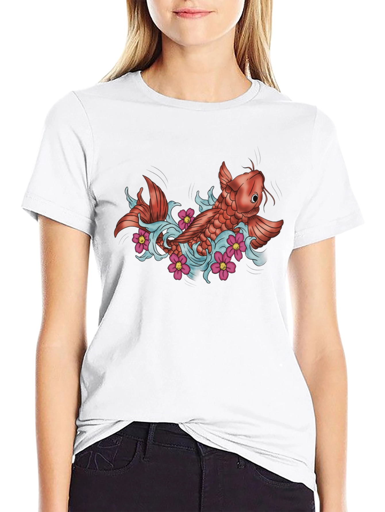 Koi Fish Tattoo Style Graphic T-Shirt