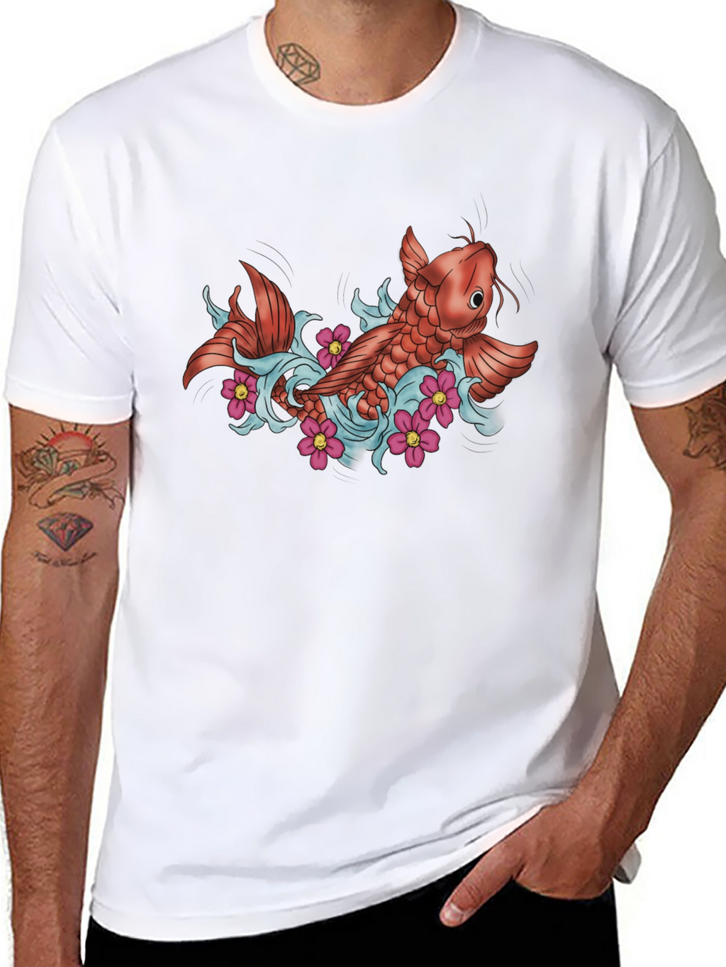Koi Fish Tattoo Style Graphic T-Shirt
