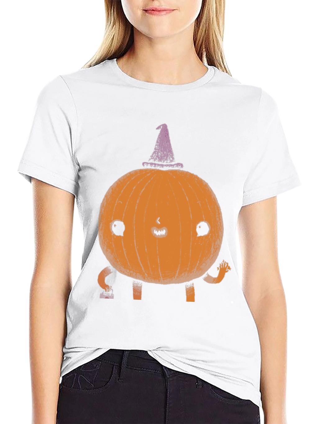 Whimsical Pumpkin Witch T-Shirt