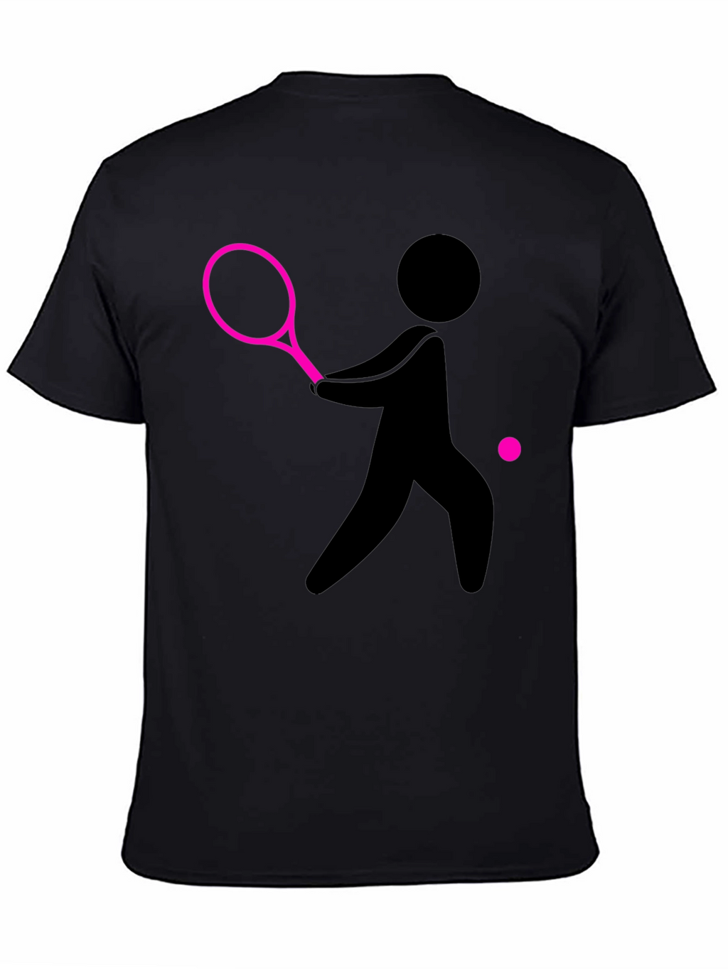 Tennis Player Graphic Tee - Black Cotton T-Shirt