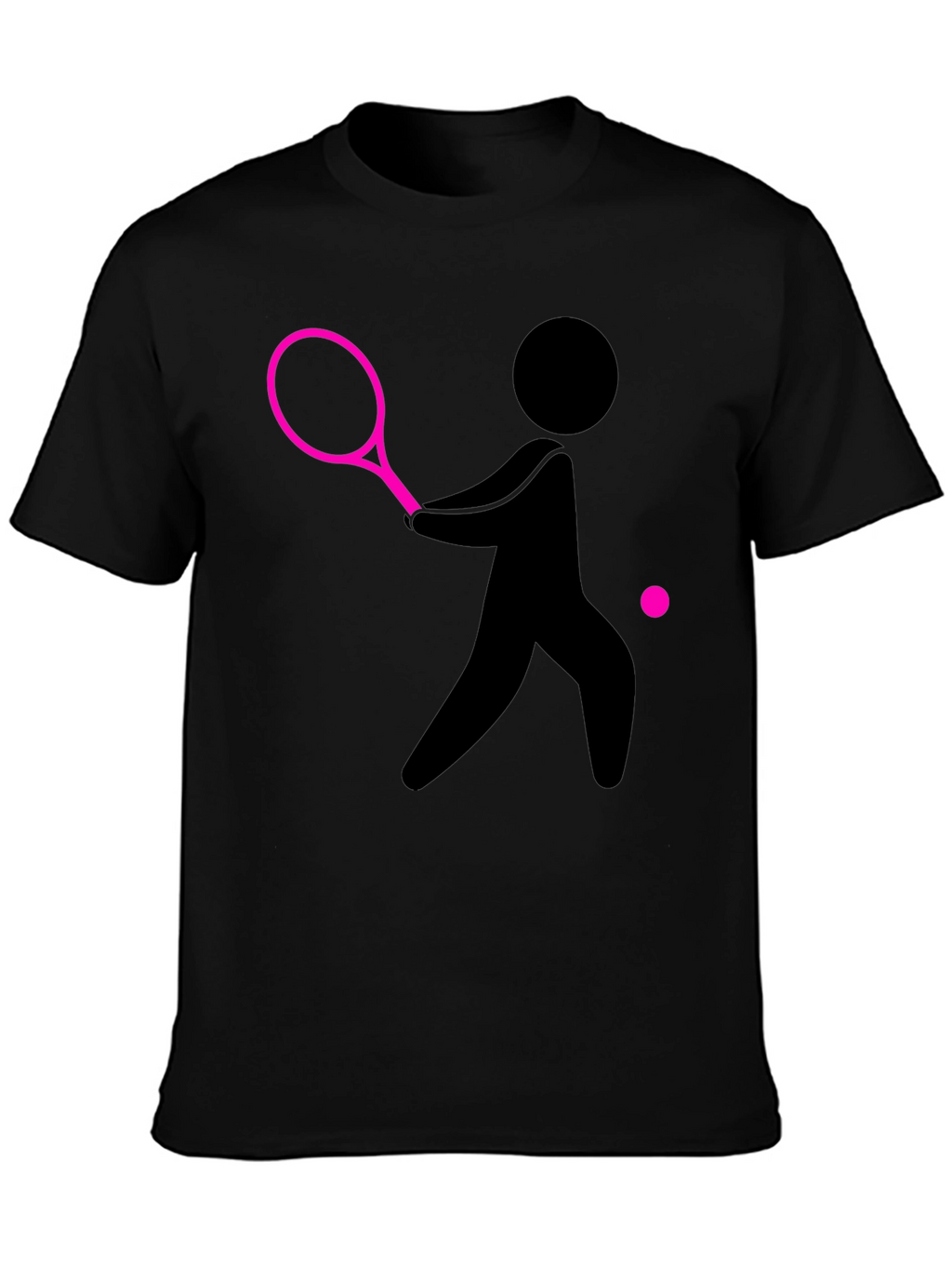Tennis Player Graphic Tee - Black Cotton T-Shirt