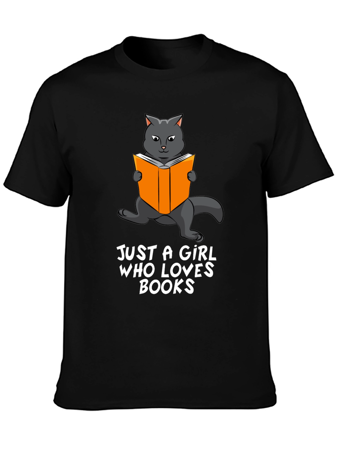 Cat Reading Book Graphic T-Shirt