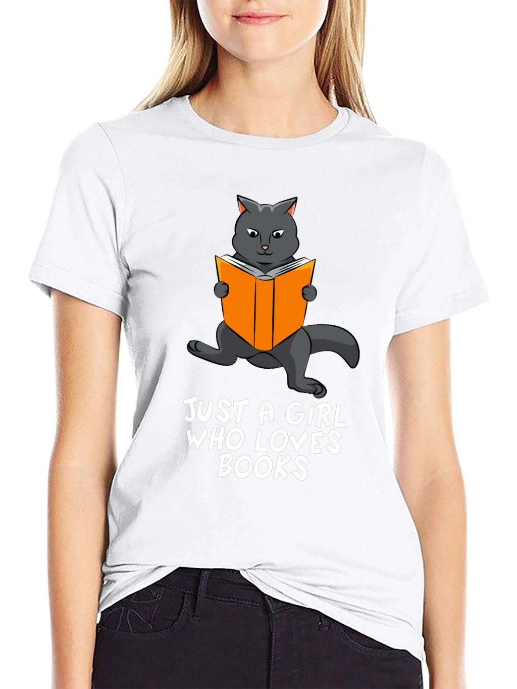 Cat Reading Book Graphic T-Shirt
