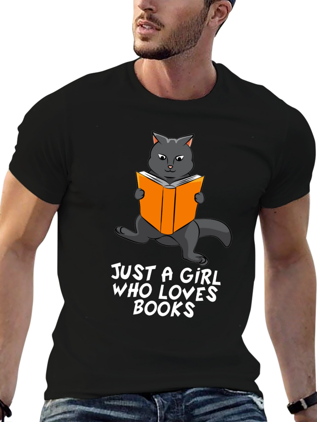 Cat Reading Book Graphic T-Shirt