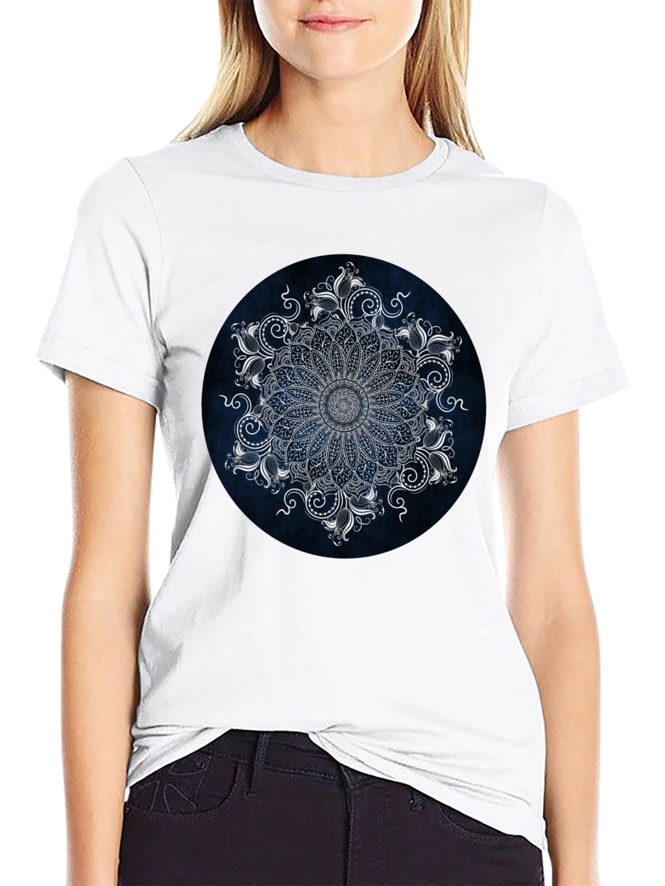 Elegant Mandala Graphic Tee - Stylish Black T-Shirt