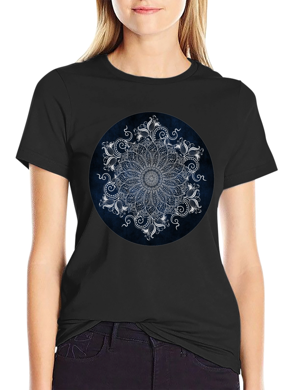 Elegant Mandala Graphic Tee - Stylish Black T-Shirt