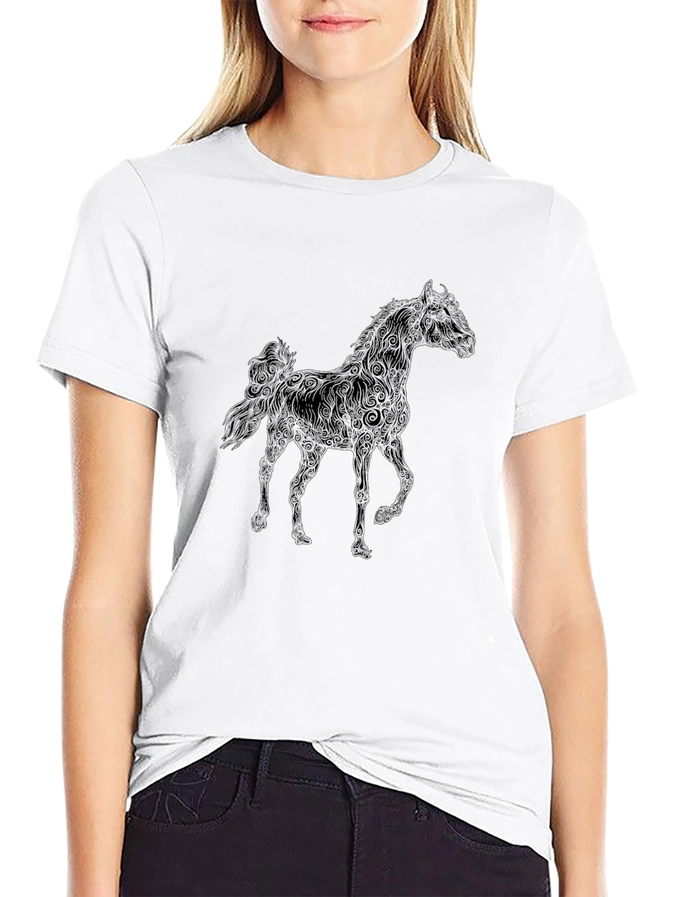Black Horse Graphic Tee - Mens Casual Style