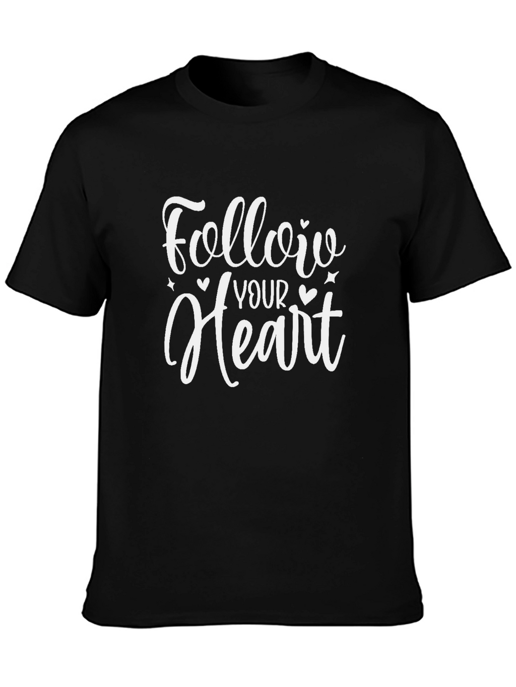 Follow Your Heart Black Graphic T-Shirt